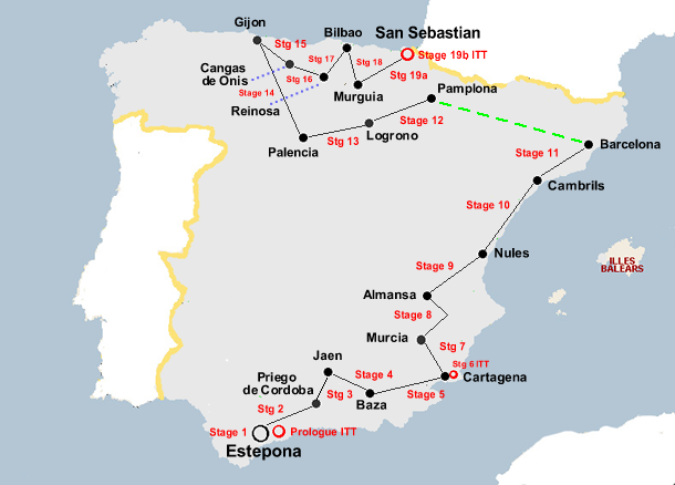 Vuelta a Espana 1976 Map